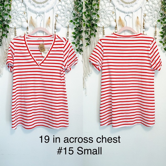 White and Red Striped Tee - Picture 2 of 6